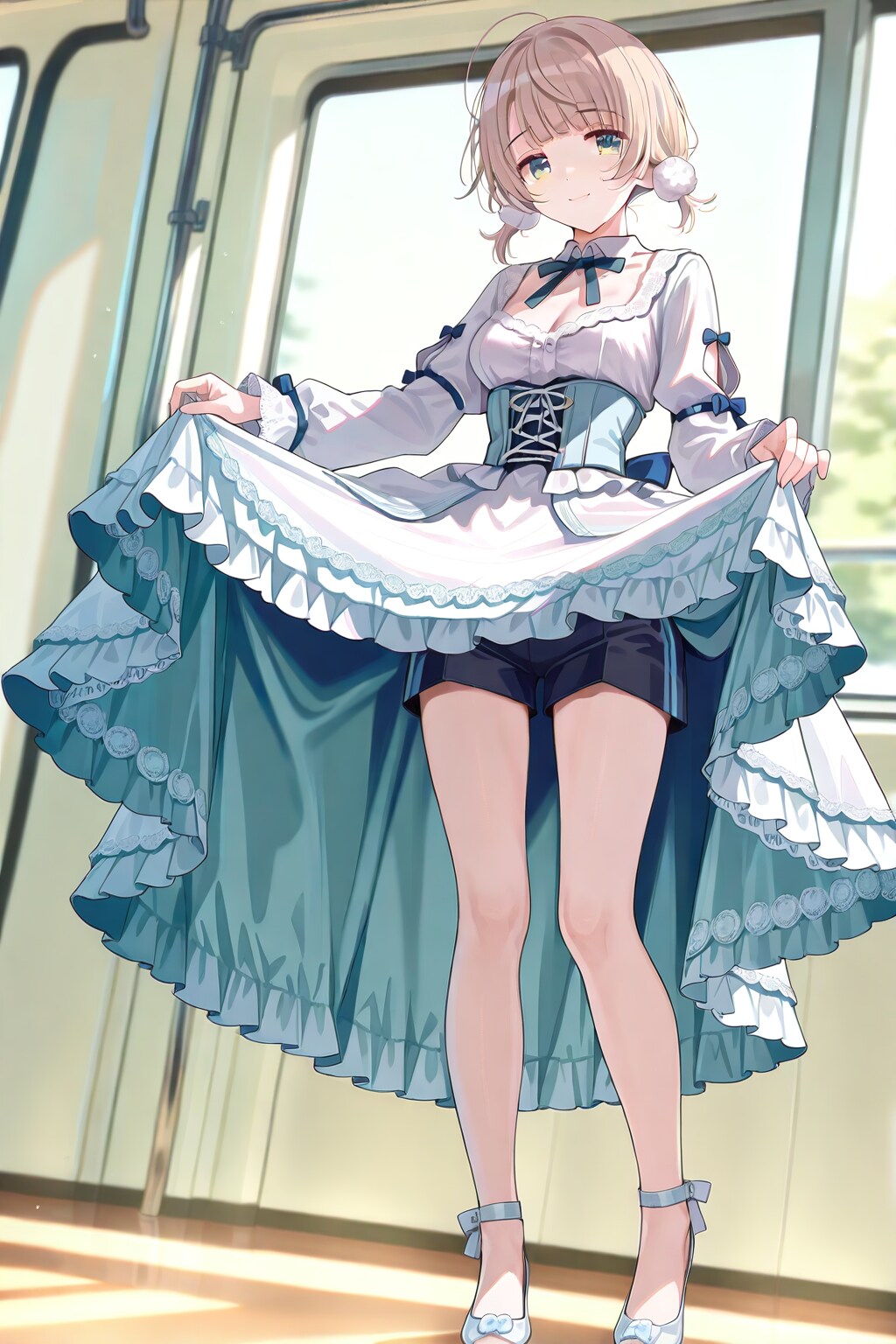 Wedding Ui showing her shorts