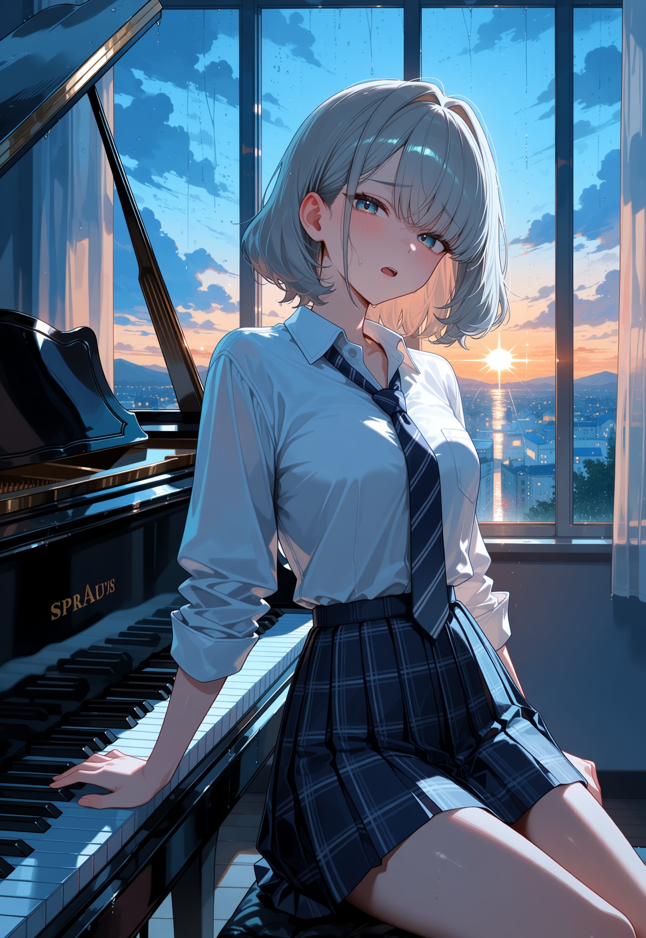 雨が降って帰れなくなった放課後 | の人気AIイラスト・グラビア