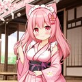 桜模様の和風メイドさん 5枚目