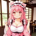 桜模様の和風メイドさん 6枚目