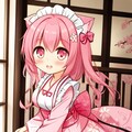 桜模様の和風メイドさん 7枚目