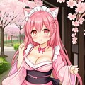 桜模様の和風メイドさん 2枚目