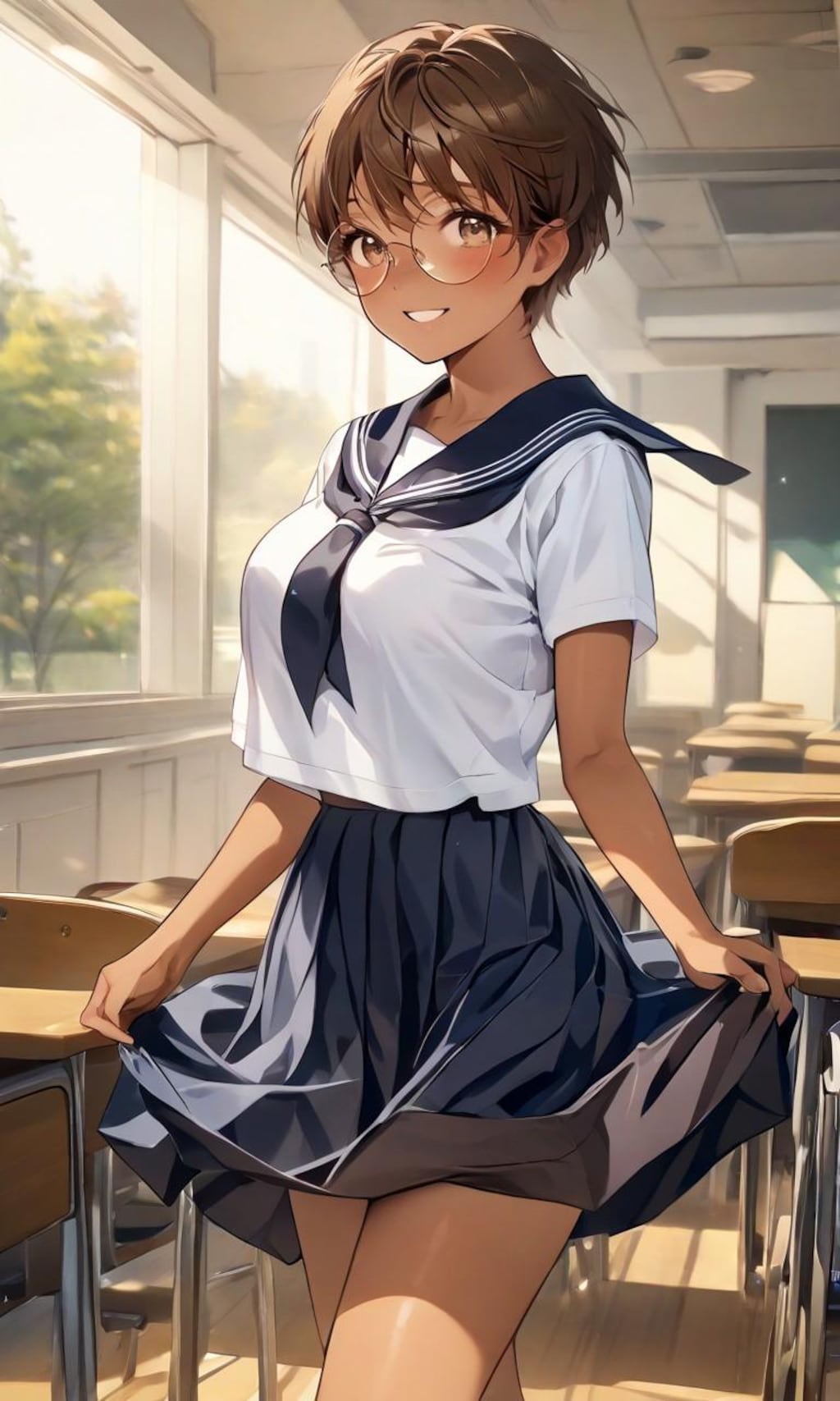 眼鏡っ娘女子高生