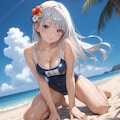 銀髪彼女と泳ぎ三昧♬ 2枚目