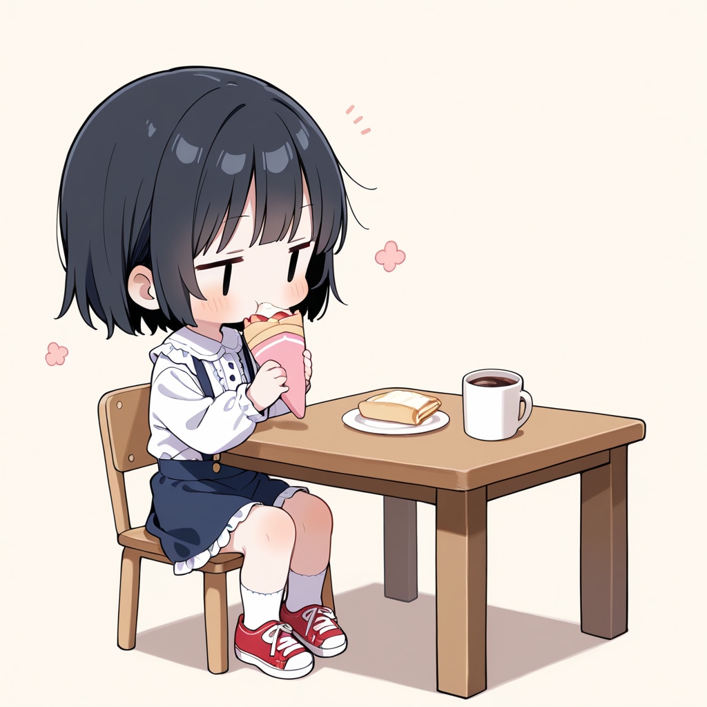 クレープを食べる