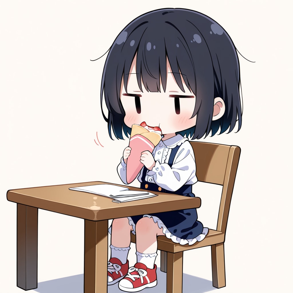 クレープを食べる