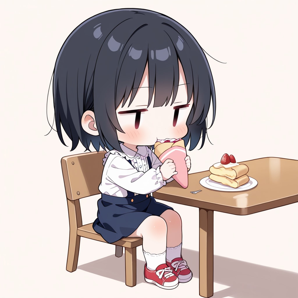 クレープを食べる