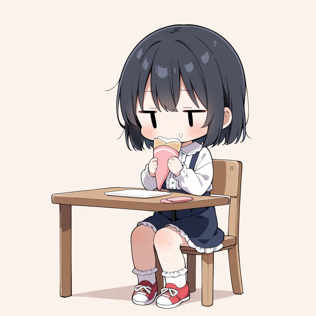 クレープを食べる