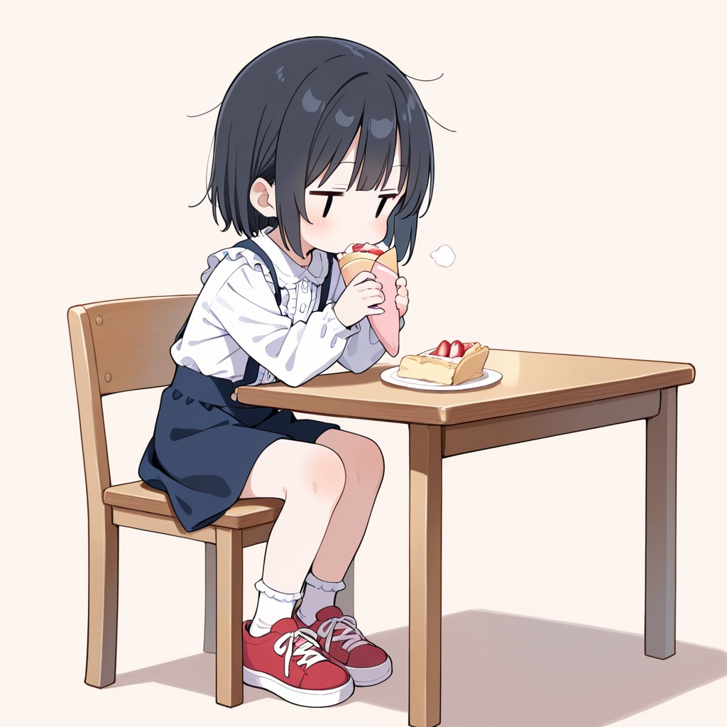クレープを食べる