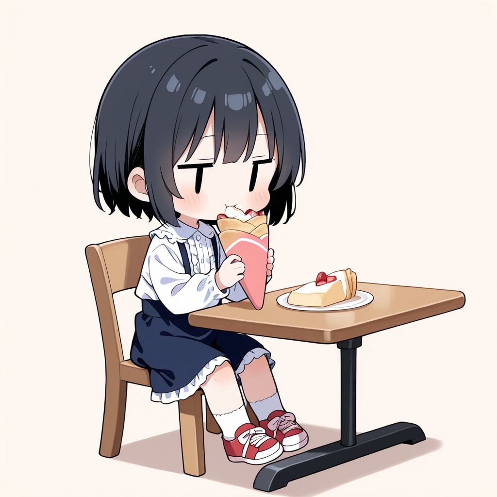 クレープを食べる