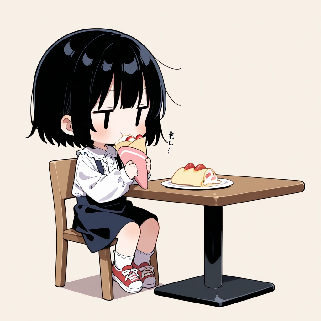 クレープを食べる