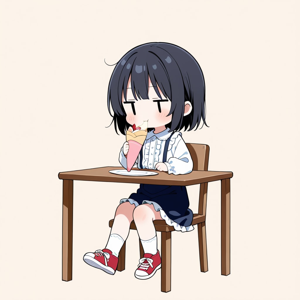 クレープを食べる