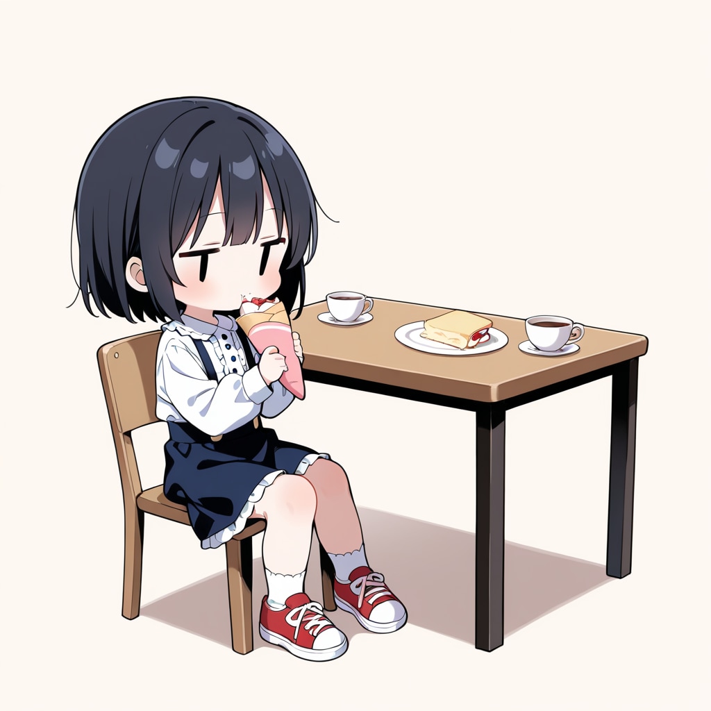 クレープを食べる