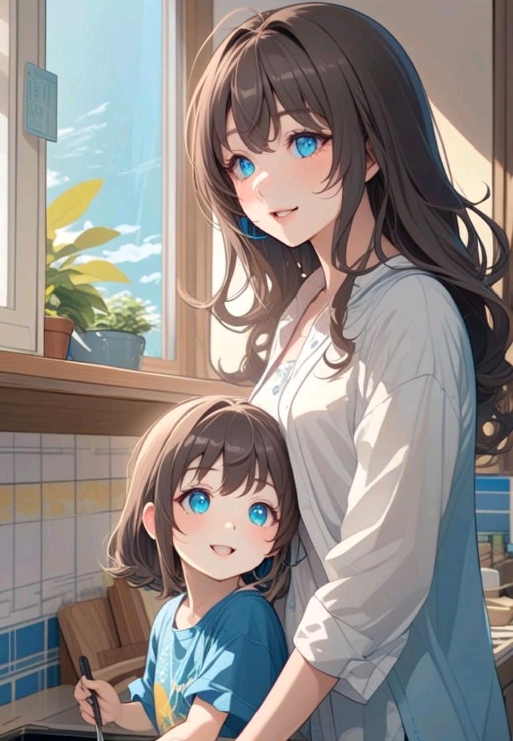 女の子　お勉強とお手伝い