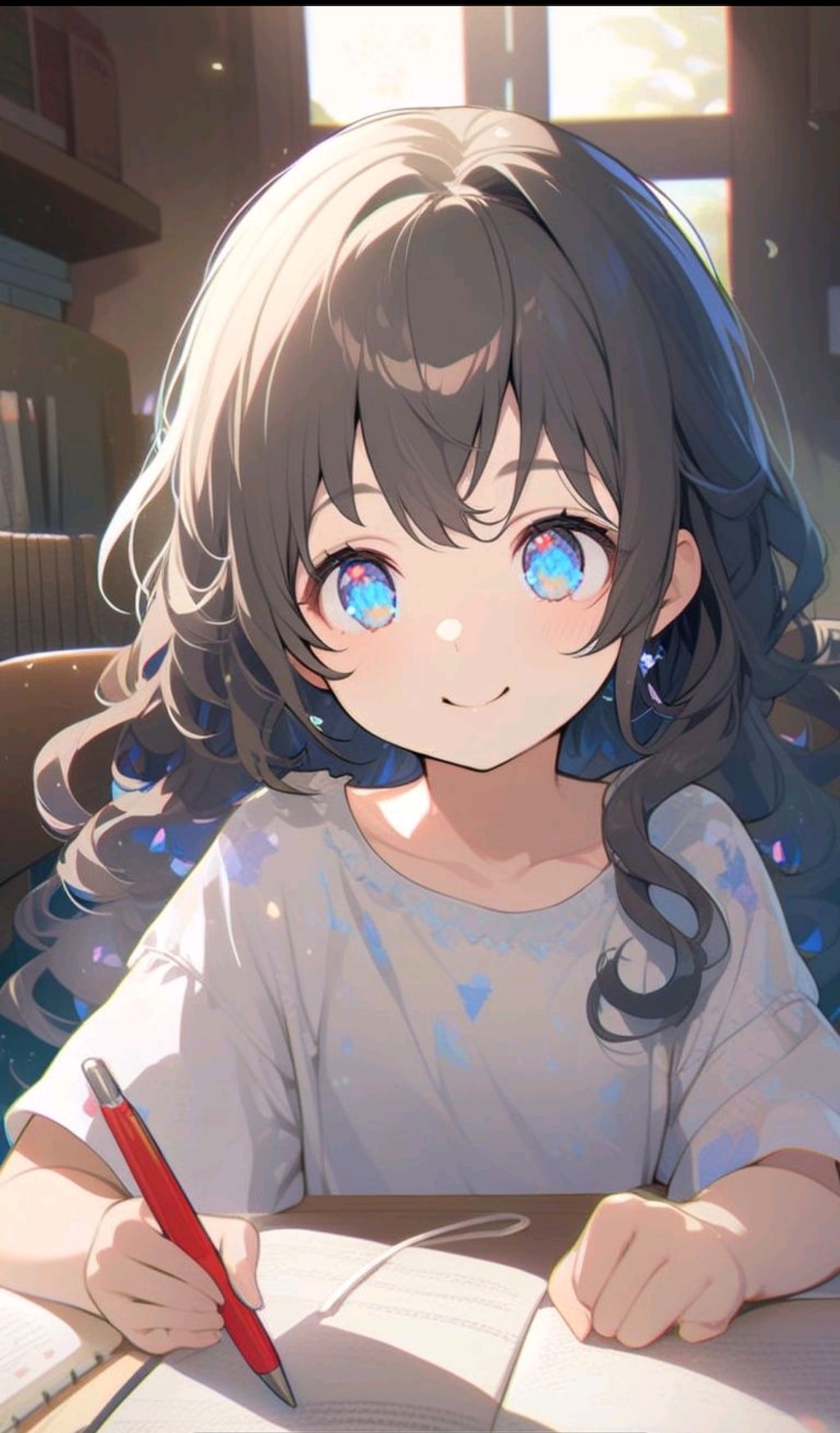 女の子　お勉強とお手伝い