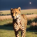 夜の草原とチーター 2枚目