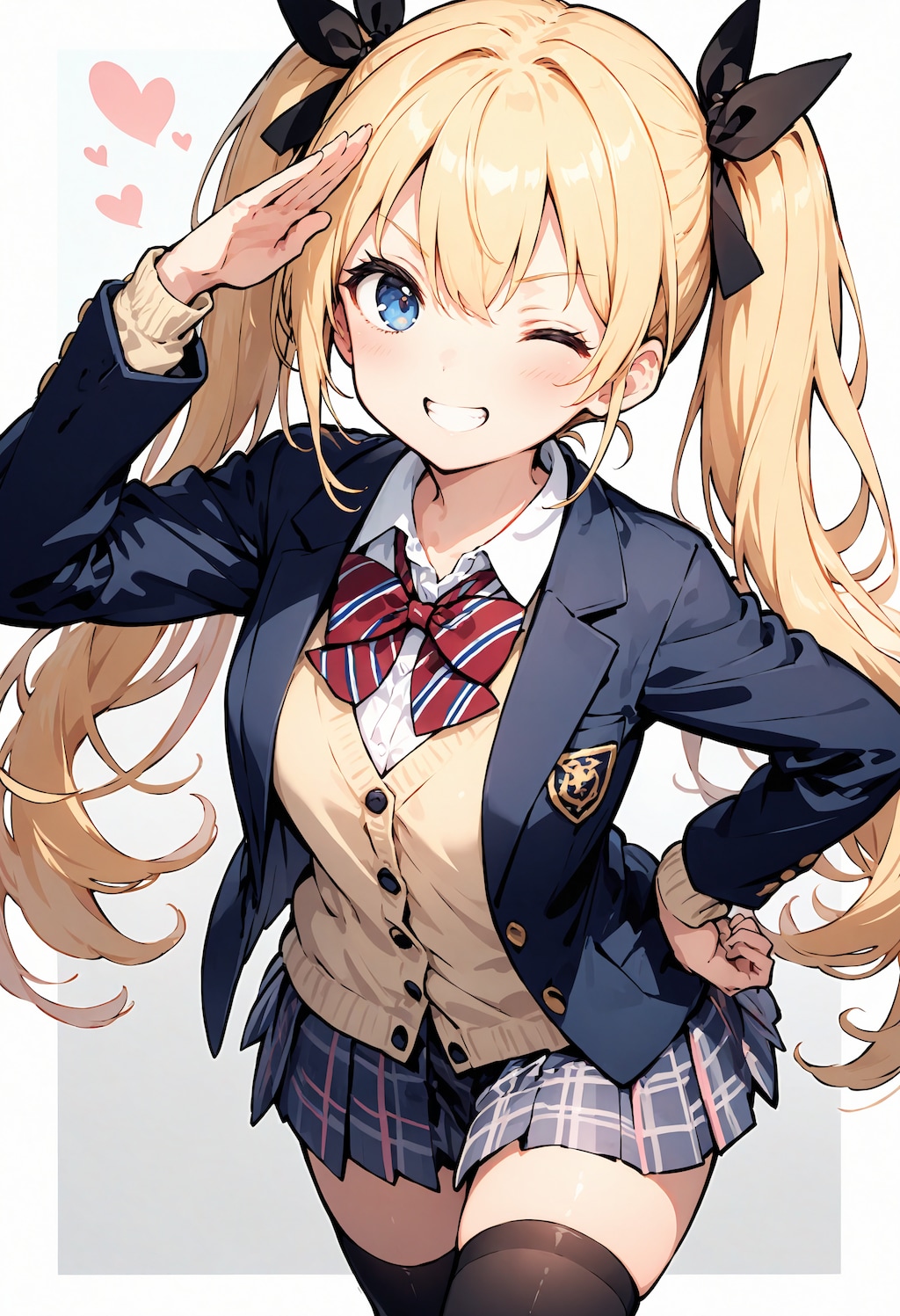 敬礼する美桜ちゃん