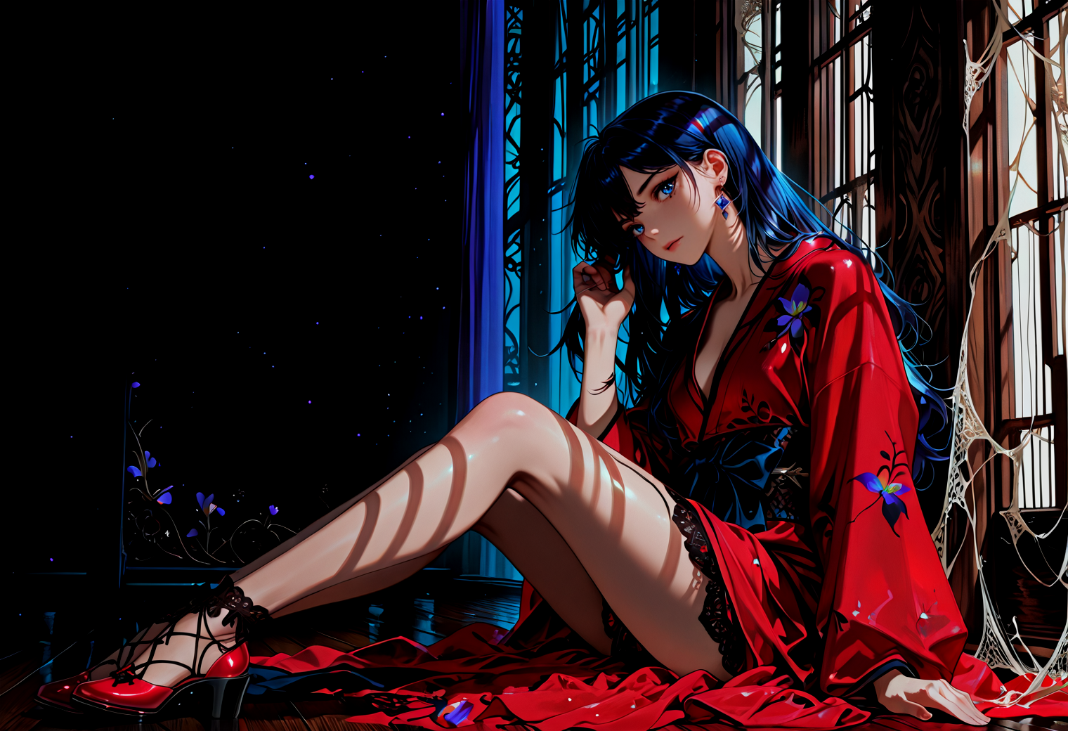 月下の紅蓮、夜霧の誘惑 | の人気AIイラスト・グラビア