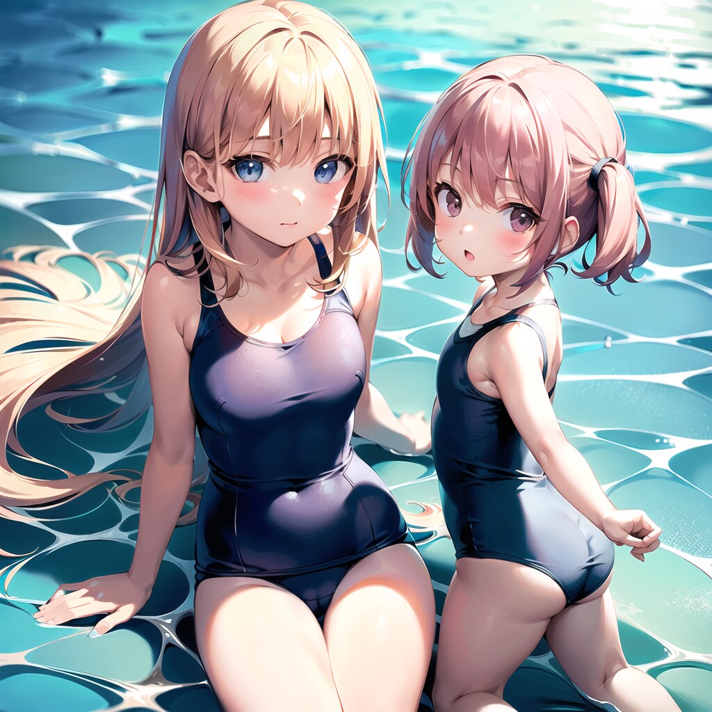 プールで見かけたスク水姉妹
