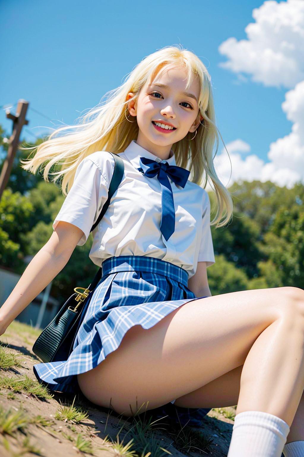 AIイラスト白ギャル貧乳ロリ顔　エロ画像　18歳女子校生海外コスプレイヤー「お父さんのハグがあるから、毎日が愛に満ちているよ！」