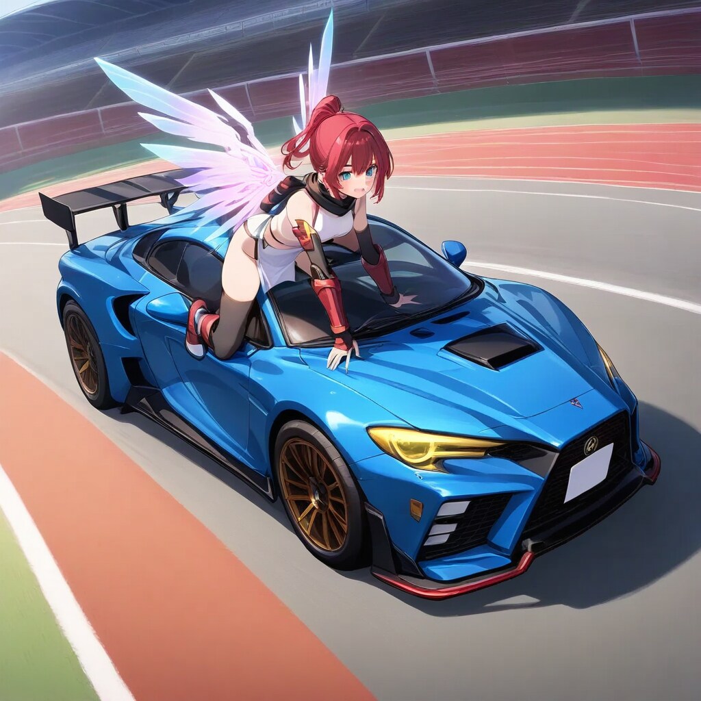 waveでスポーツカーと現代忍者メカ天使250827 | の人気AIイラスト・グラビア