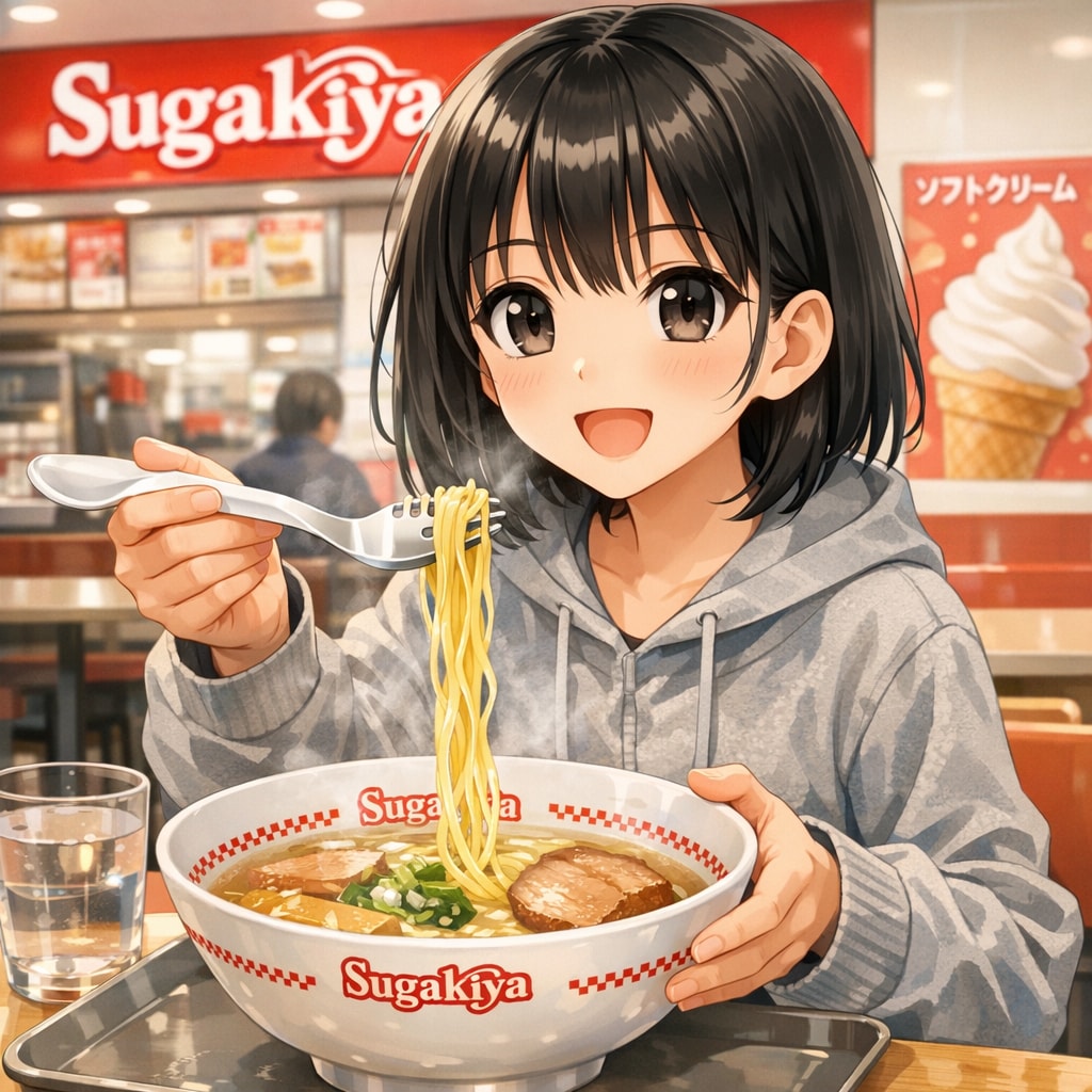 スガキヤでラーメンを食べている女の子 | の人気AIイラスト・グラビア