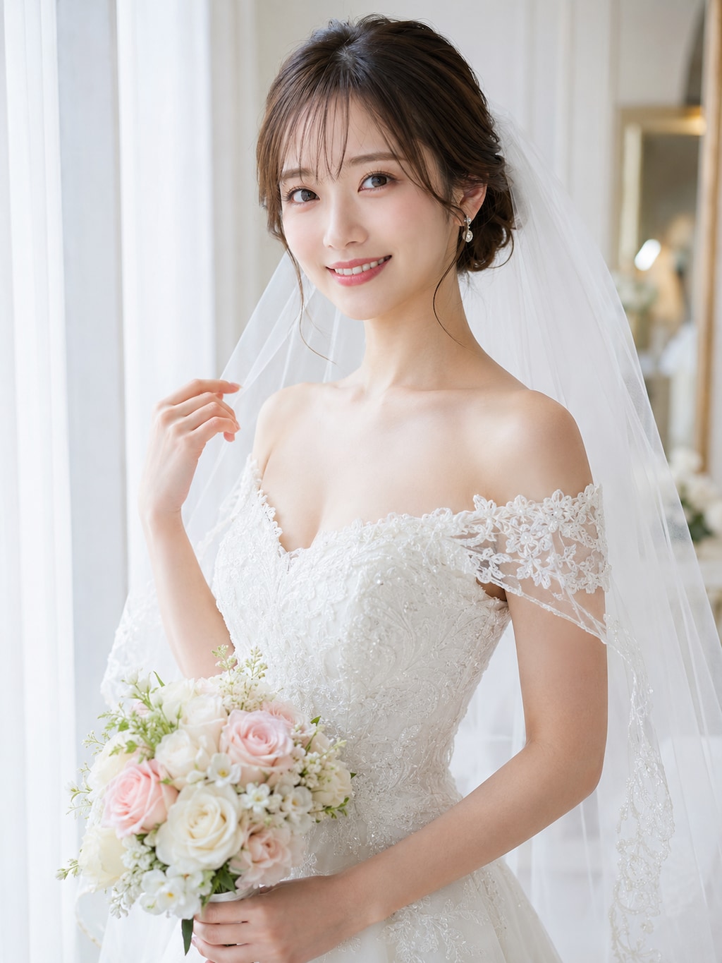 ウエディングドレス姿の女性