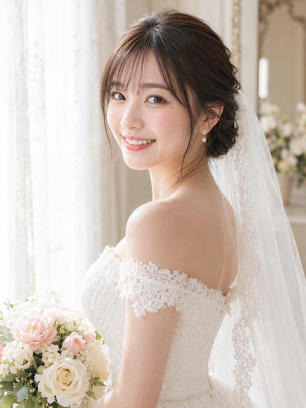 ウエディングドレス姿の女性