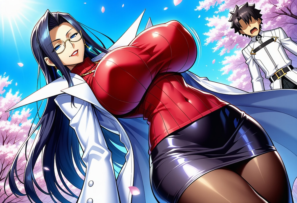 飛び蹴り白衣セーターコスプレ人妻教師