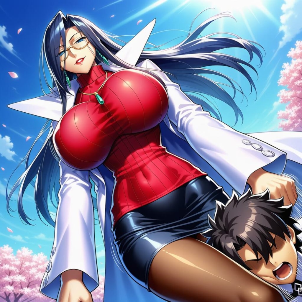 飛び蹴り白衣セーターコスプレ人妻教師