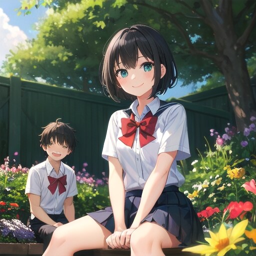 花庭の真ん中で