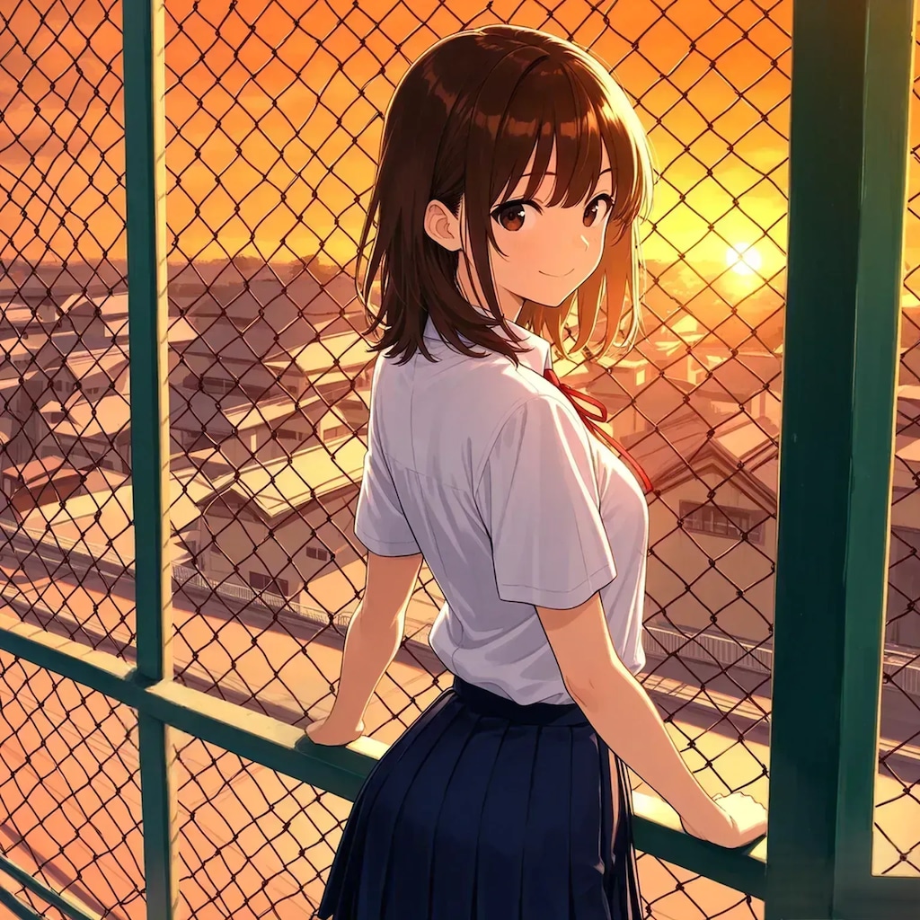 夕方、屋上で君と