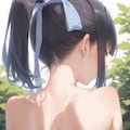 high ponytail, light blue ribbon, Denoising strength=0.45 11枚目
