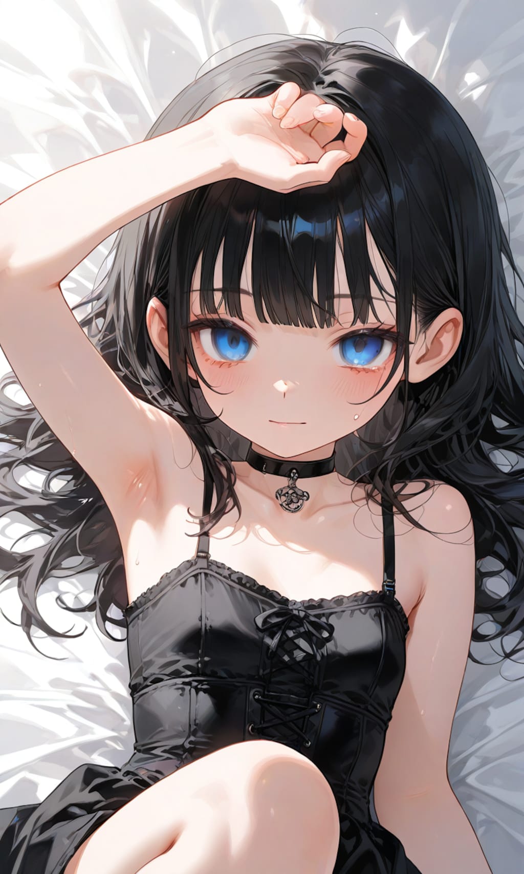 黒髪ロリロングドレス