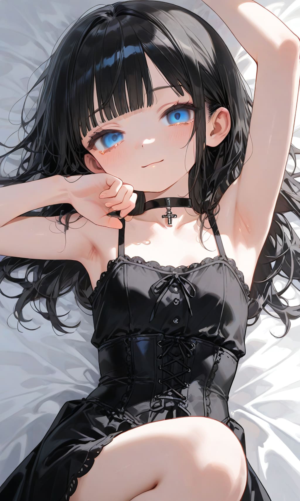 黒髪ロリロングドレス