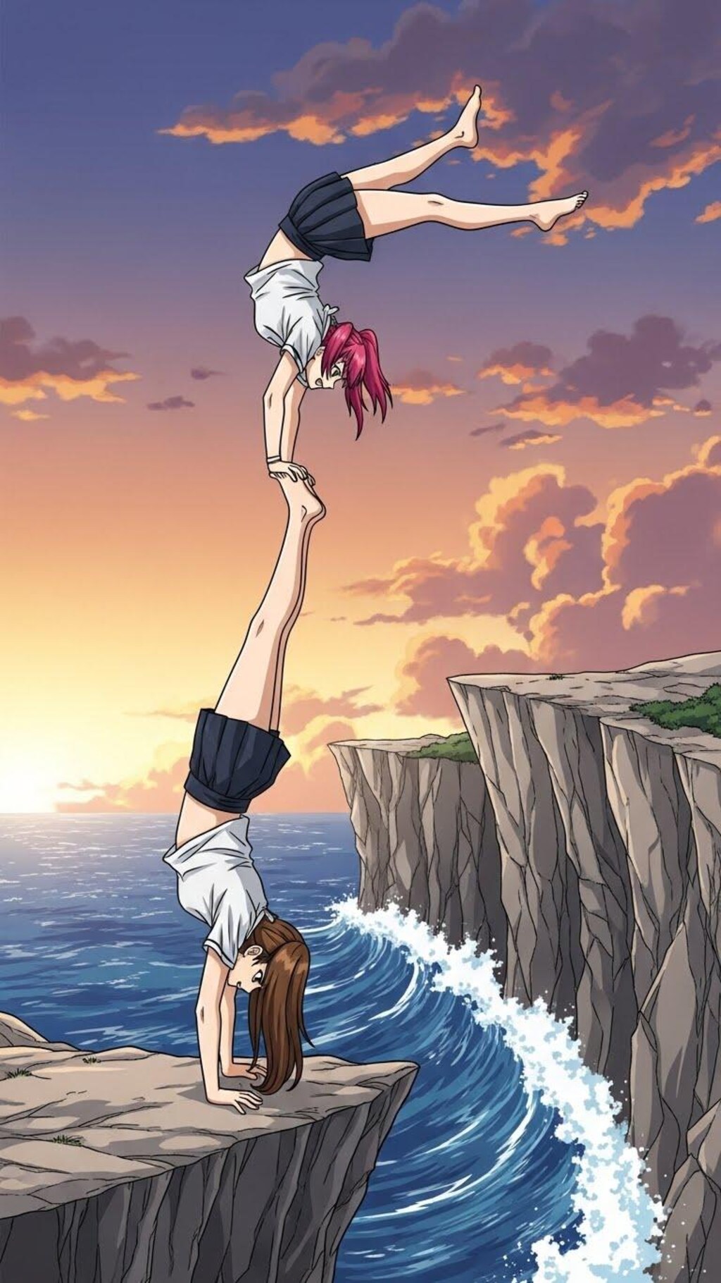 崖っぷち逆立ち