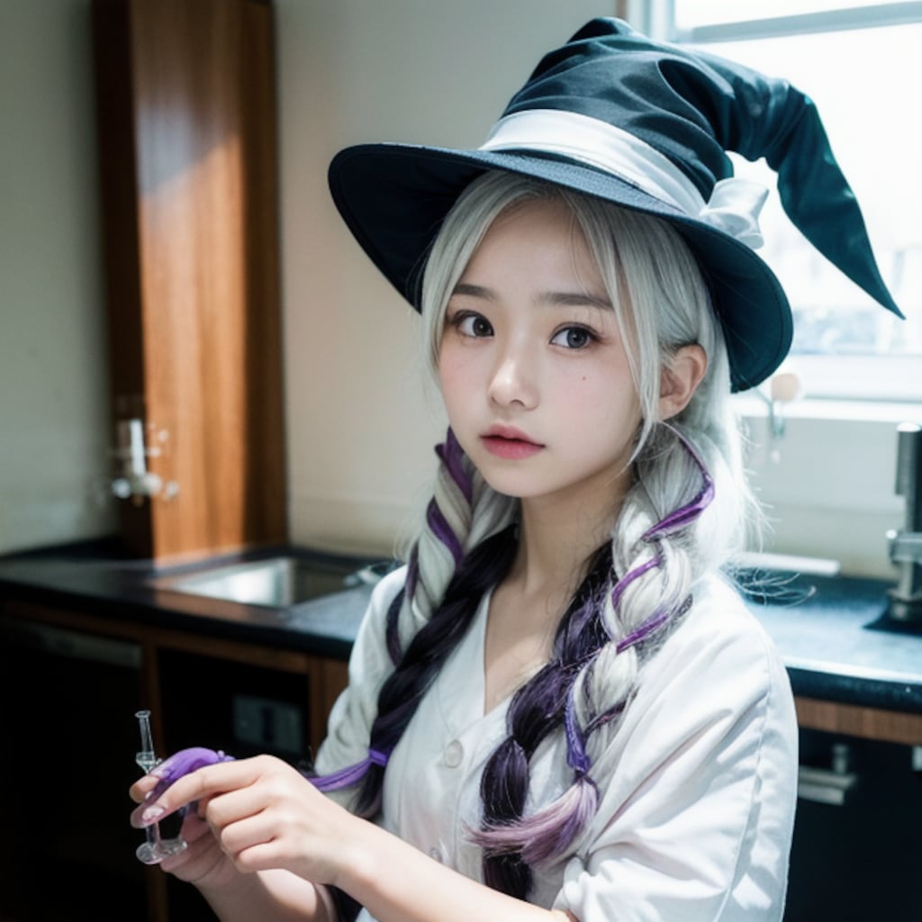 新しい魔法研究中のおぱ魔術師