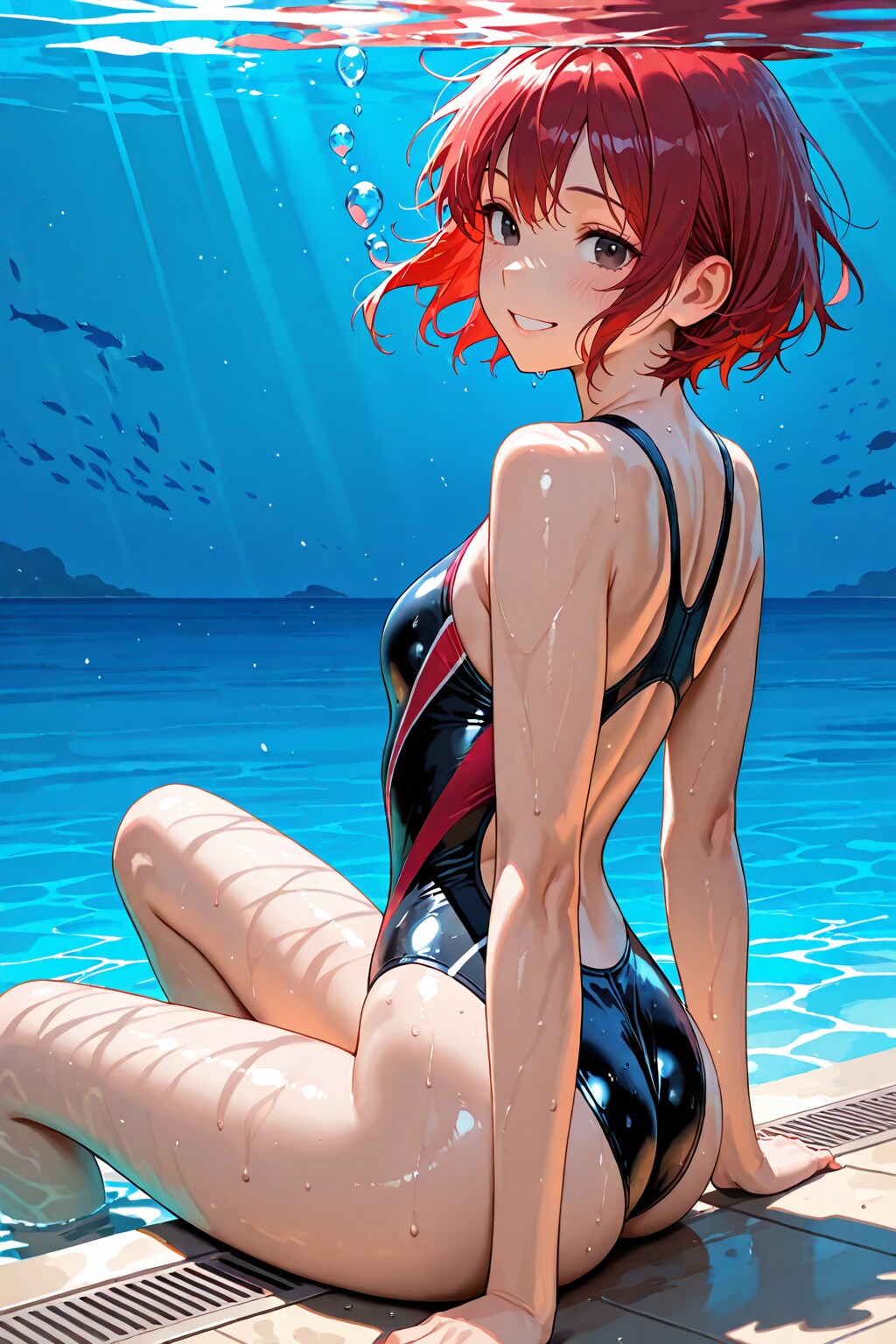 海中で座り・・・