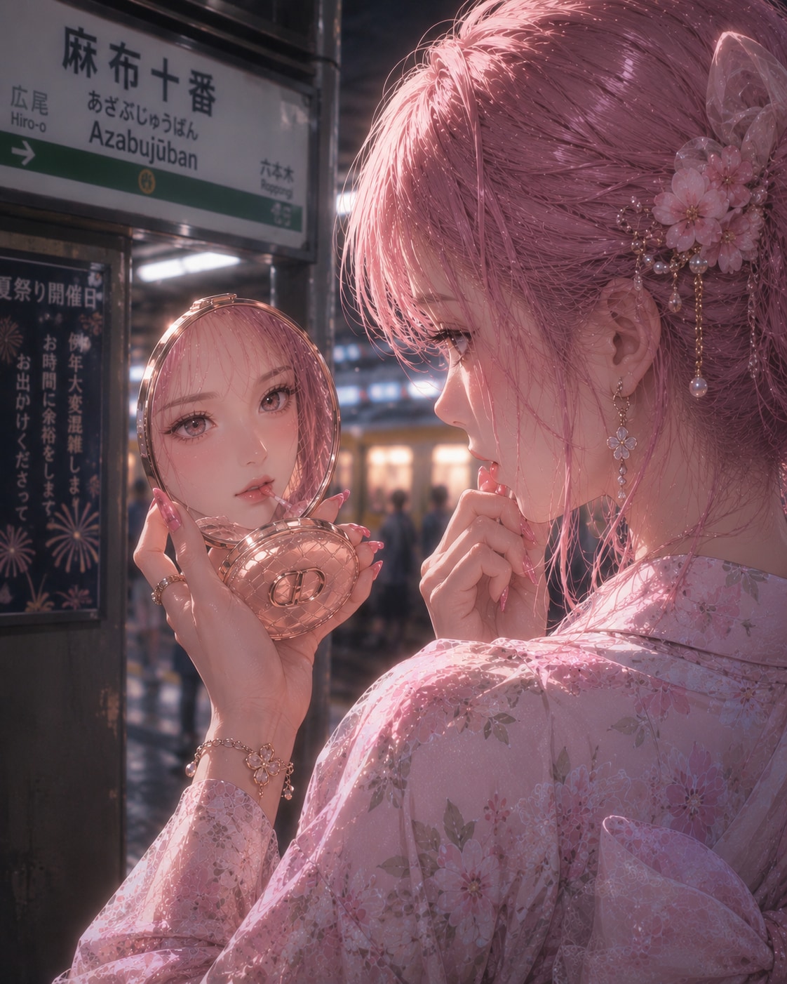 落果ちゃんは、完璧な自分で夜の喧騒に飛び込む。