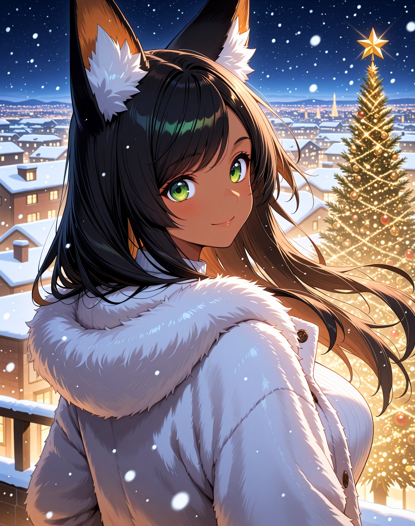 見返り美人な黒狐さん | の人気AIイラスト・グラビア