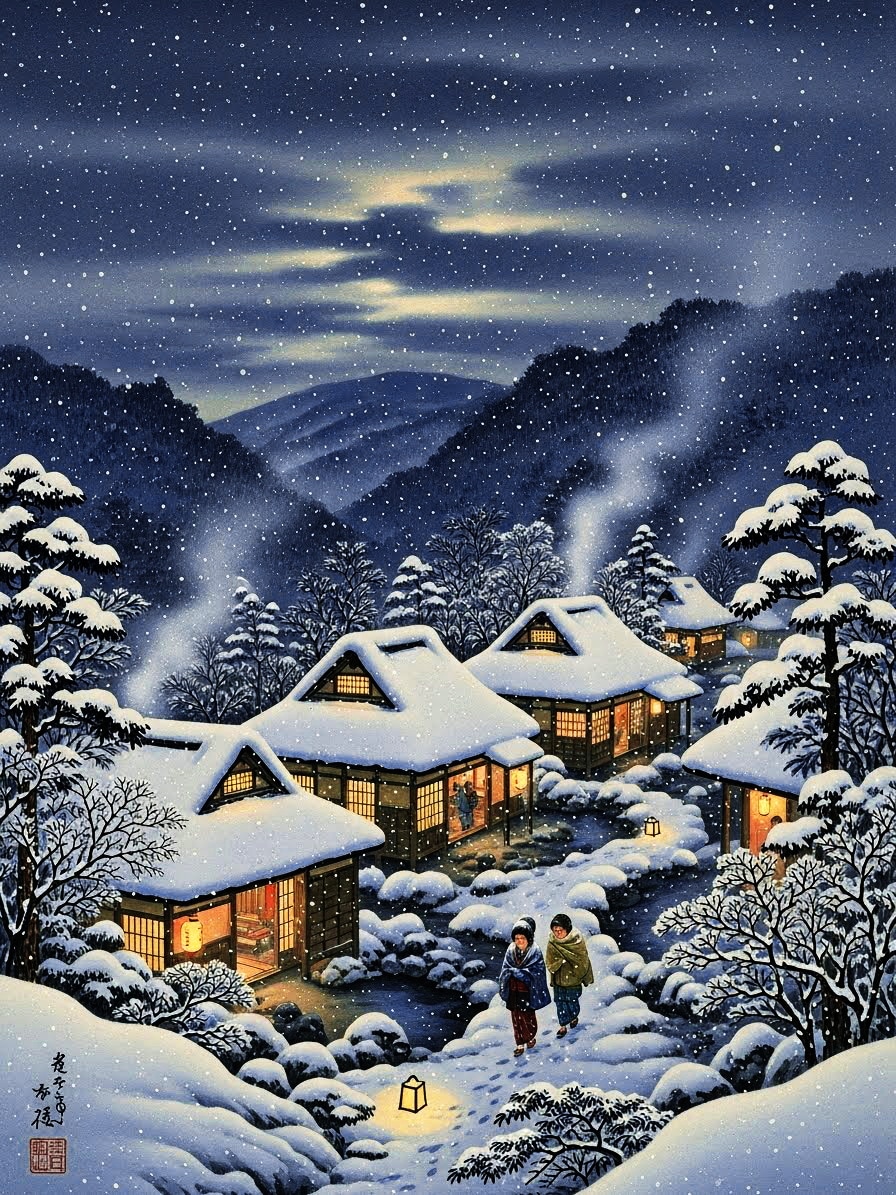 山あいの温泉郷 | の人気AIイラスト・グラビア