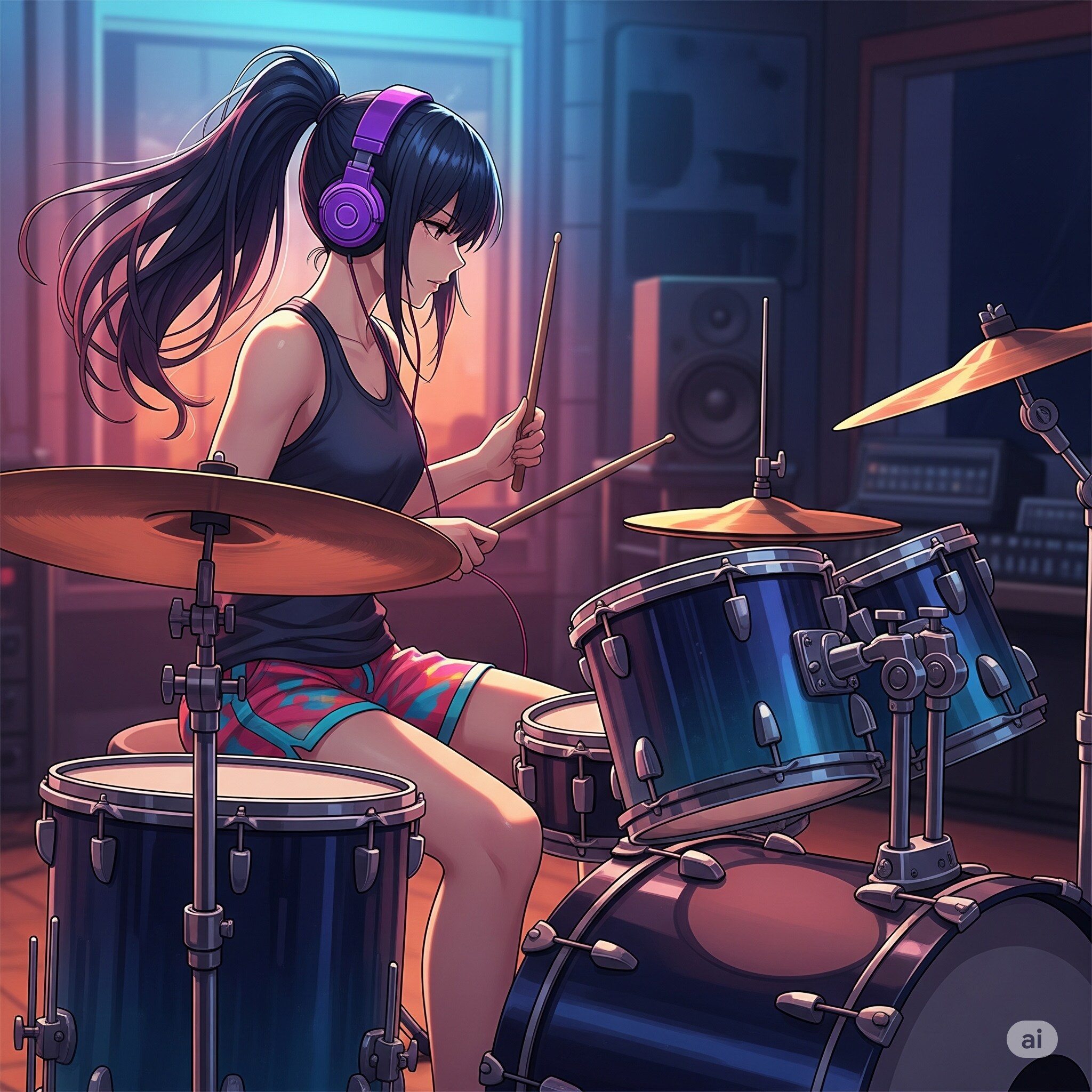 美女ドラマー　ー by #Gemini Ver. ー | の人気AIイラスト・グラビア