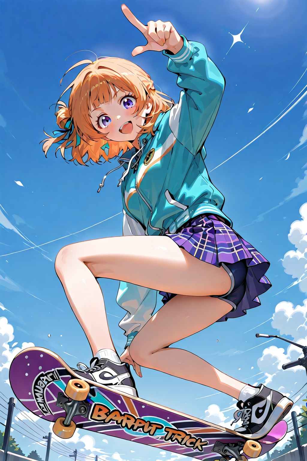 スケボーさんと青空