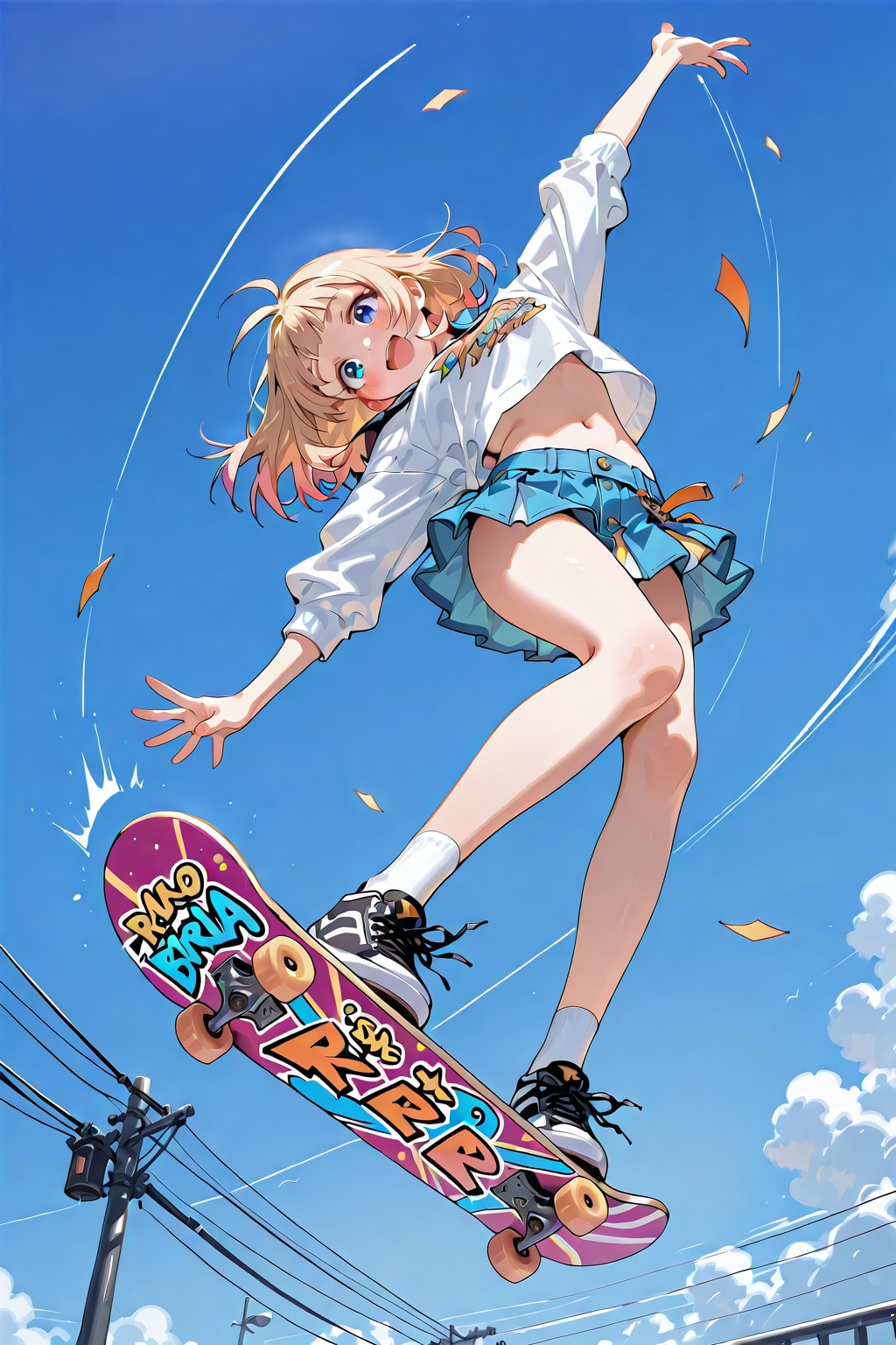 スケボーさんと青空