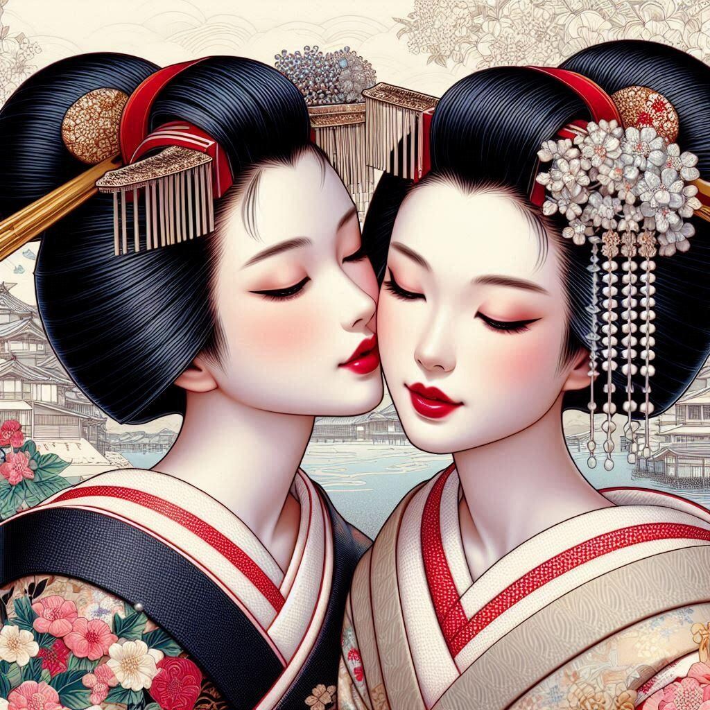 百合な舞妓さん♪（日本画風？）