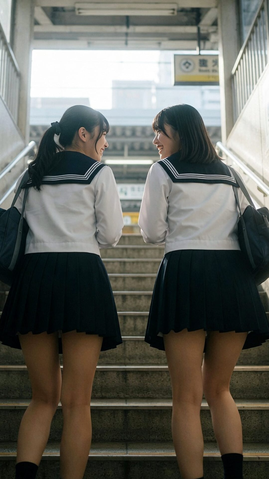 駅の階段（セーラー服）