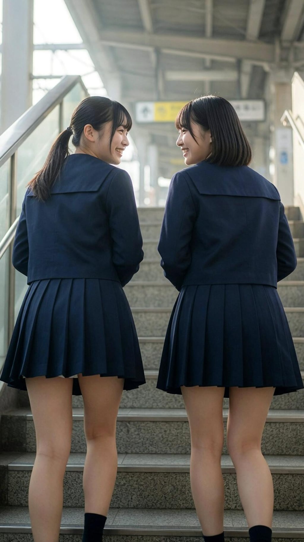 駅の階段（セーラー服）