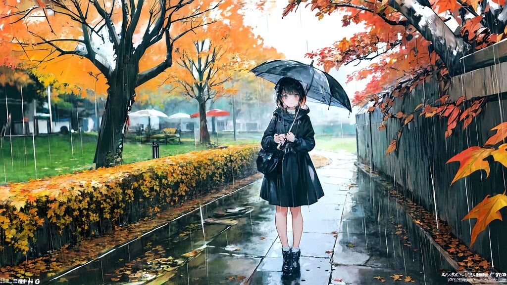 傘の下、秋の声