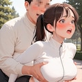 へそ出しトレーニングウェアでおっぱい揉まれる 2枚目
