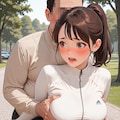 へそ出しトレーニングウェアでおっぱい揉まれる 4枚目